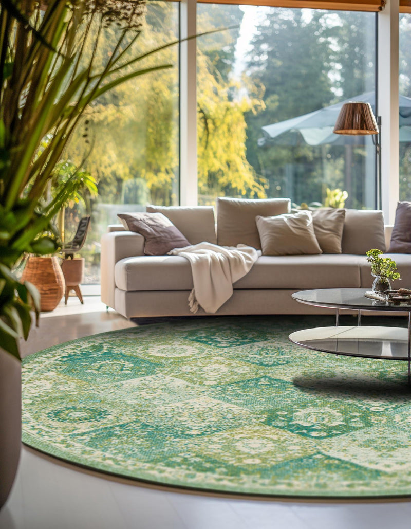 Brighton Terrace Collection Area Rug -  Rottingdean (Green) Round Green  lifestyle 39