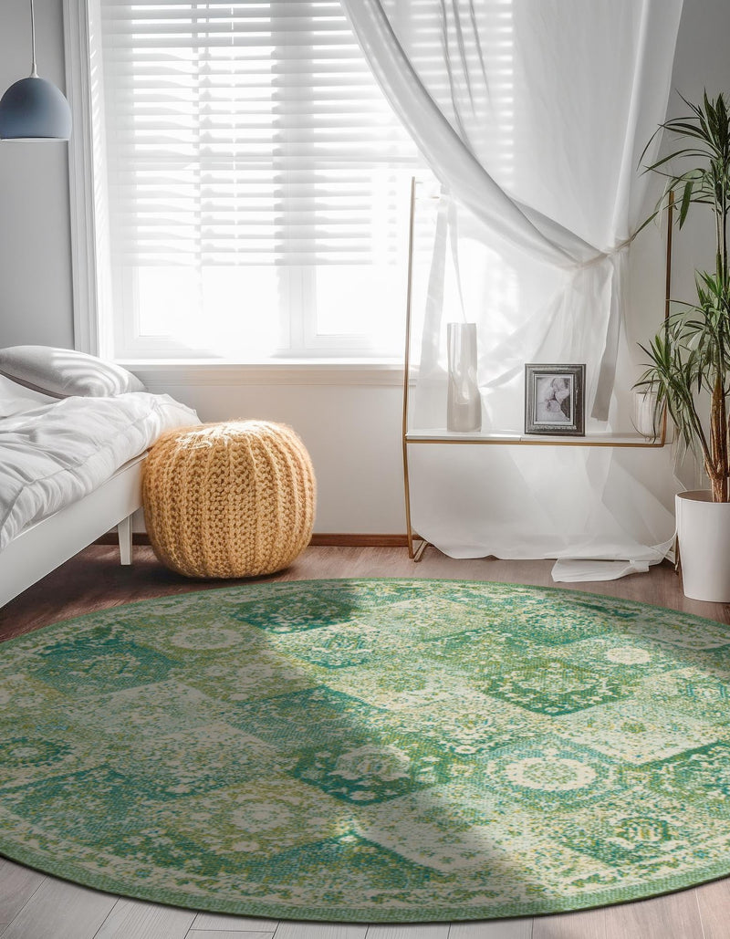 Brighton Terrace Collection Area Rug -  Rottingdean (Green) Round Green  lifestyle 48