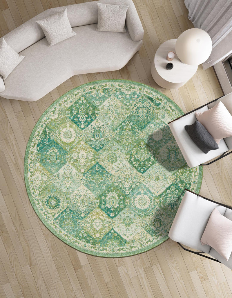 Brighton Terrace Collection Area Rug -  Rottingdean (Green) Round Green  lifestyle 54