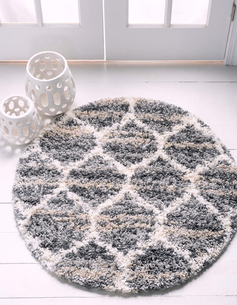 Cozy Cove Shag Collection Area Rug - Marina Round Gray  lifestyle 39