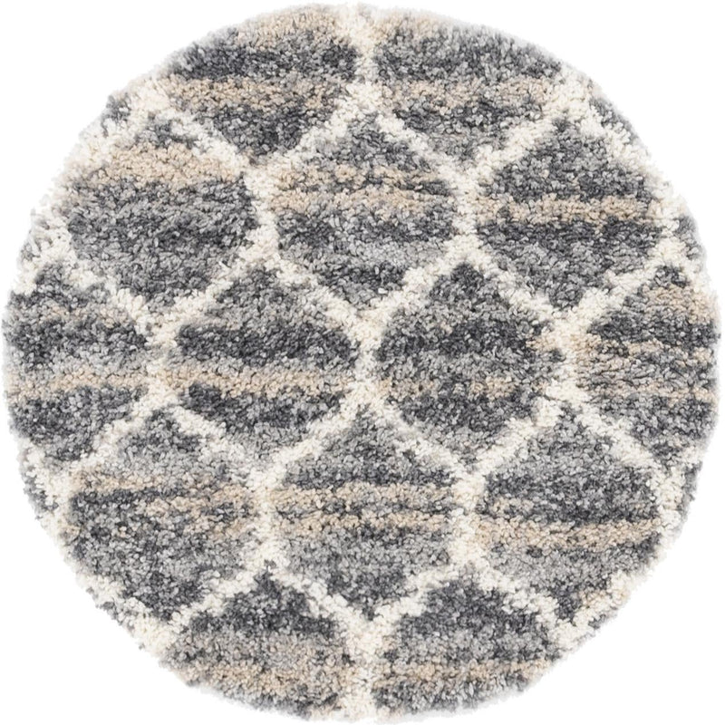 Cozy Cove Shag Collection Area Rug - Marina Round Gray  lifestyle 34