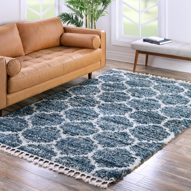 Cozy Cove Shag Collection Area Rug - Marina Rectangle Blue  lifestyle 29