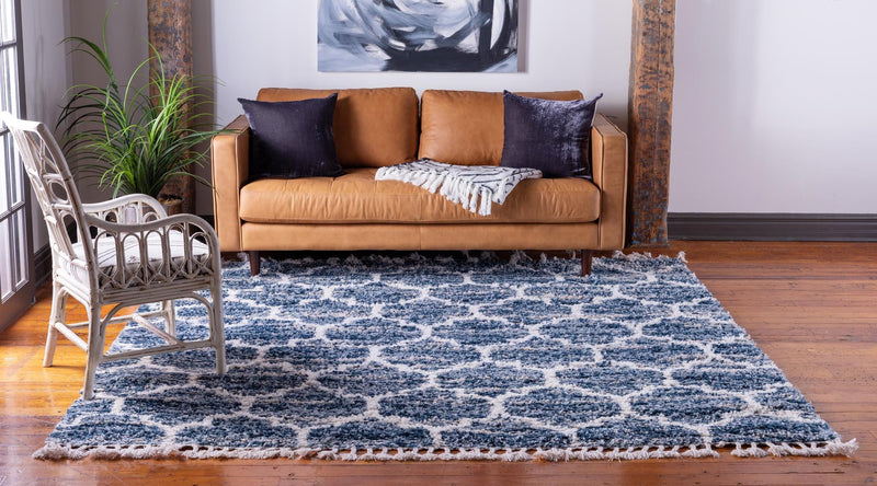 Cozy Cove Shag Collection Area Rug - Marina Square Blue  lifestyle 45