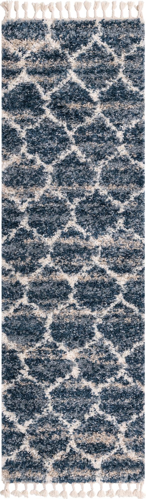 Cozy Cove Shag Collection Area Rug - Marina Runner Blue  lifestyle 33