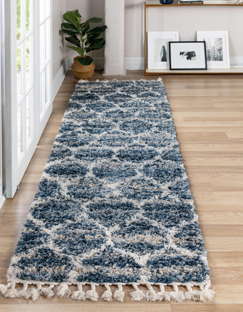 Cozy Cove Shag Collection Area Rug - Marina Runner Blue  lifestyle 38