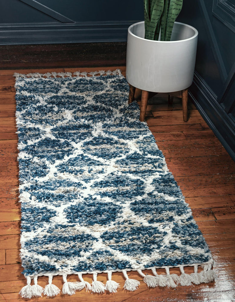 Cozy Cove Shag Collection Area Rug - Marina Runner Blue  lifestyle 46