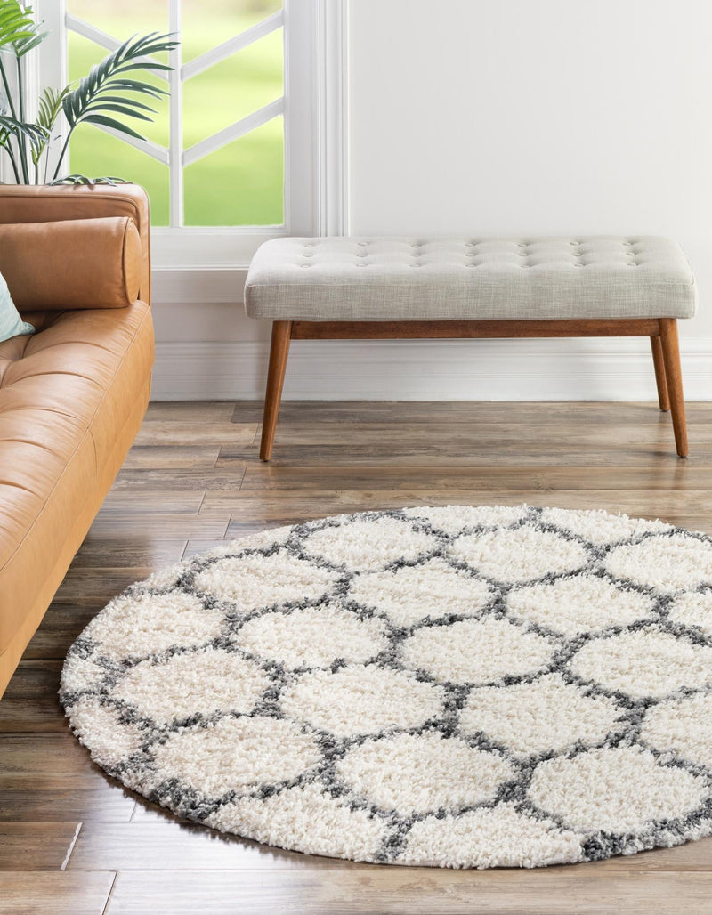 Cozy Cove Shag Collection Area Rug - Marina Round Ivory  lifestyle 103