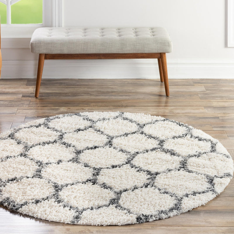 Cozy Cove Shag Collection Area Rug - Marina Round Ivory  lifestyle 152