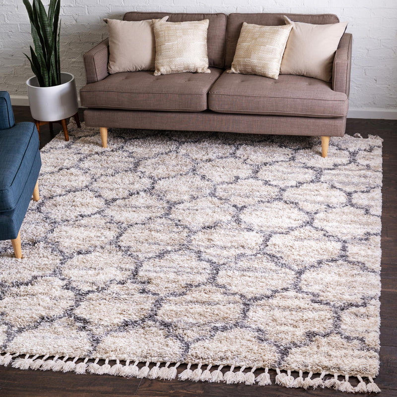 Cozy Cove Shag Collection Area Rug - Marina Square Beige  lifestyle 90