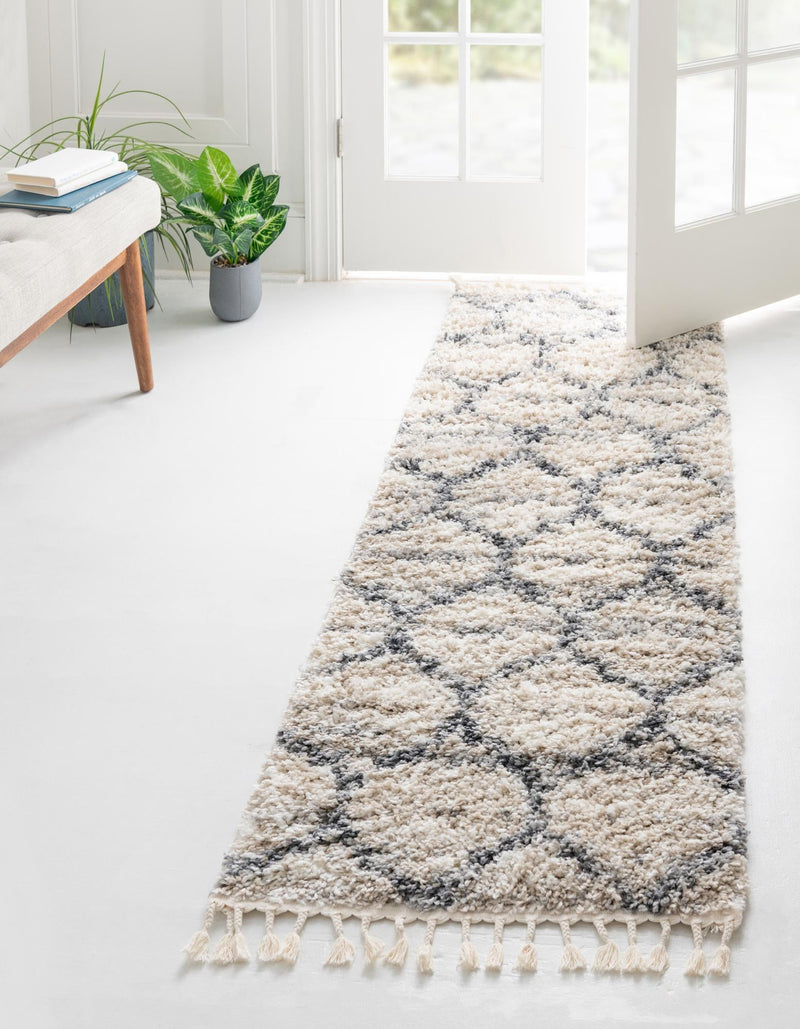 Cozy Cove Shag Collection Area Rug - Marina Runner Beige  lifestyle 92