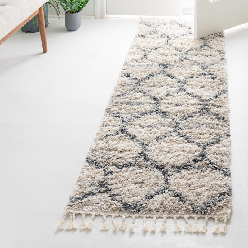 Cozy Cove Shag Collection Area Rug - Marina Runner Beige  lifestyle 147