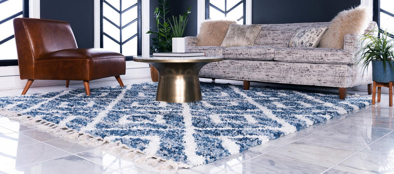 Cozy Cove Shag Collection Area Rug -  Dunes Square Blue  lifestyle 29