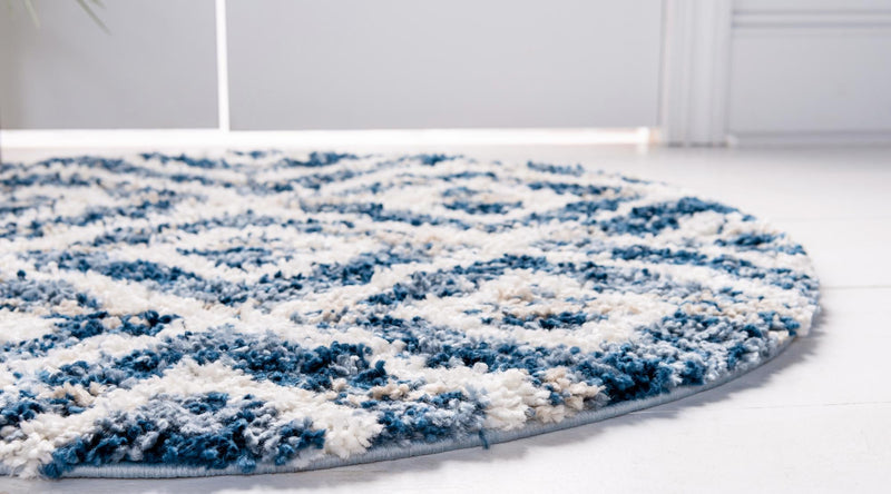 Cozy Cove Shag Collection Area Rug -  Dunes Round Blue  lifestyle 74