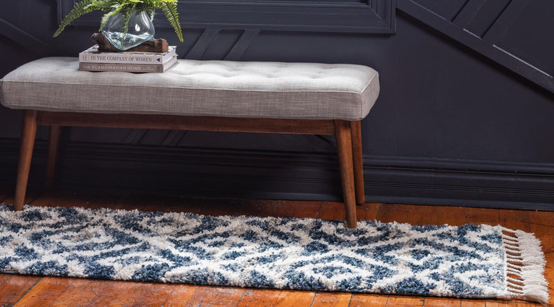 Cozy Cove Shag Collection Area Rug -  Dunes Runner Blue  lifestyle 63