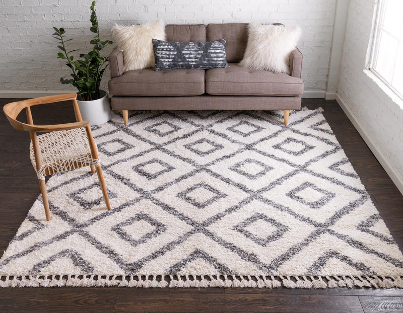 Cozy Cove Shag Collection Area Rug -  Dunes Square Ivory  lifestyle 76