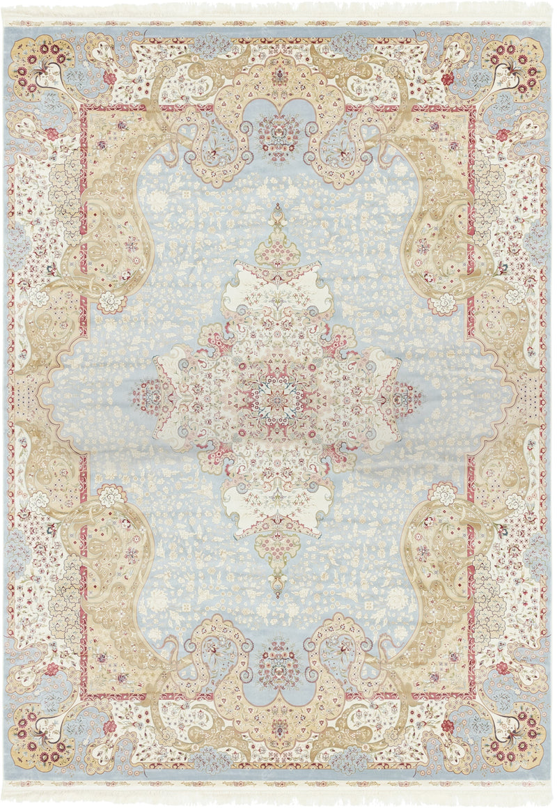 Persian Silk Elegance Collection Area Rug - Isfahan Rectangle Light Blue  lifestyle 2