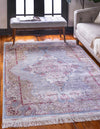 Persian Silk Elegance Collection Area Rug - Isfahan Rectangle Light Blue  lifestyle 4