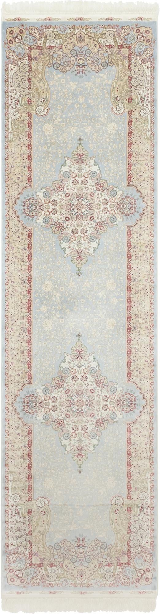 Persian Silk Elegance Collection Area Rug - Isfahan Runner Light Blue  lifestyle 20