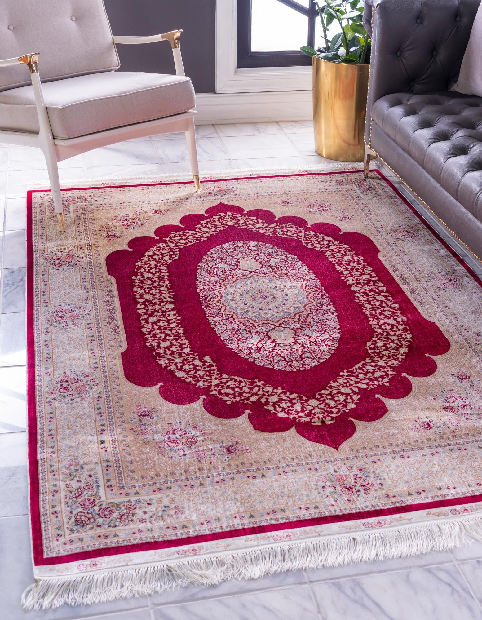 Persian Silk Elegance Collection Area Rug -  Kashan