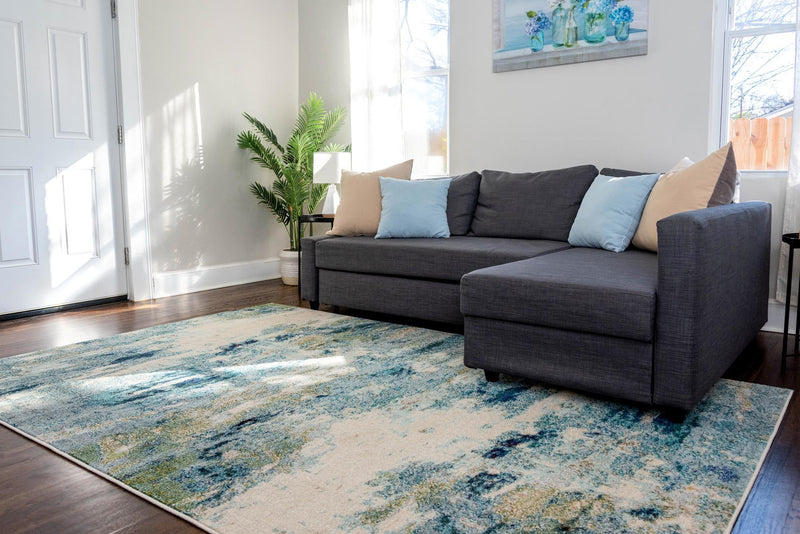 Chromatic Oasis Collection Area Rug -  Serene Rectangular Light Blue  lifestyle 63