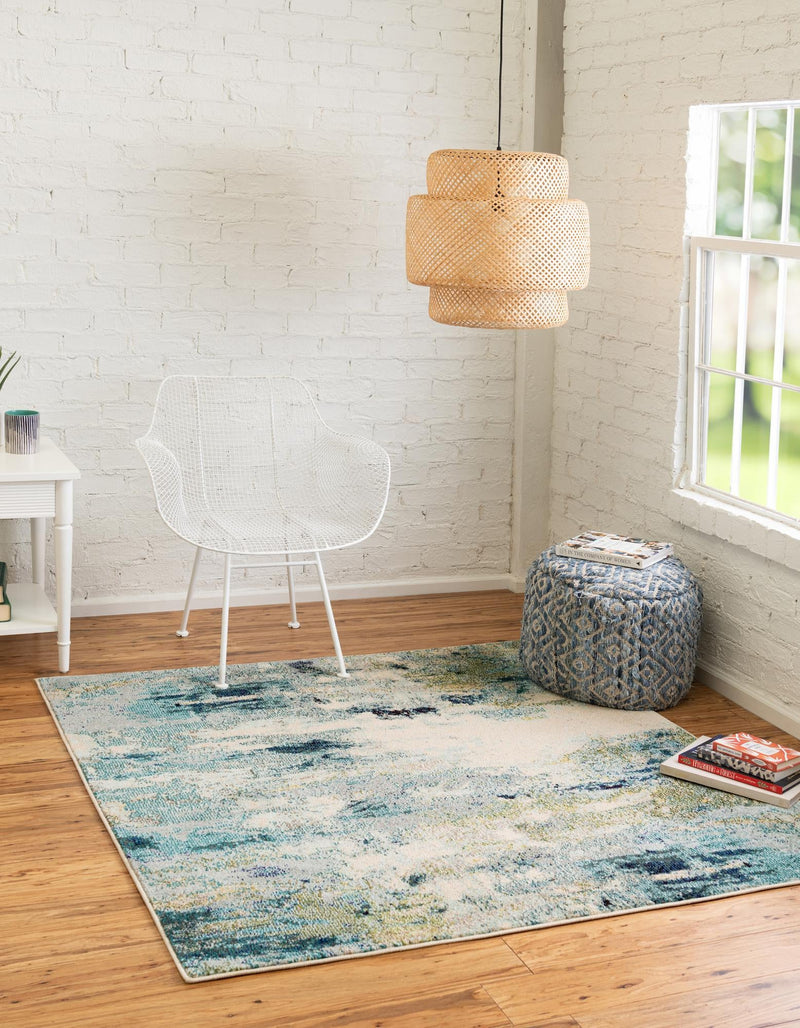 Chromatic Oasis Collection Area Rug -  Serene Square Light Blue  lifestyle 27