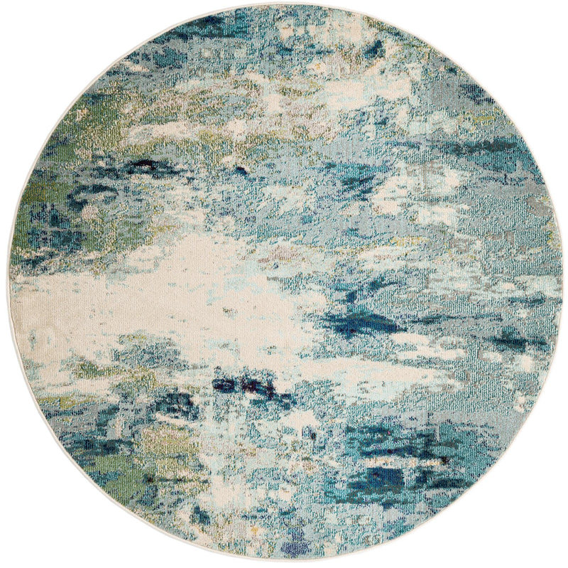 Chromatic Oasis Collection Area Rug -  Serene Round Light Blue  lifestyle 21