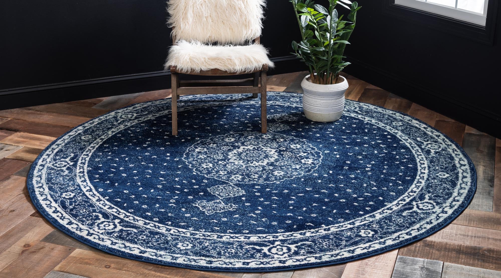 Dover Terrace Collection Area Rug - Marina (Navy Blue)