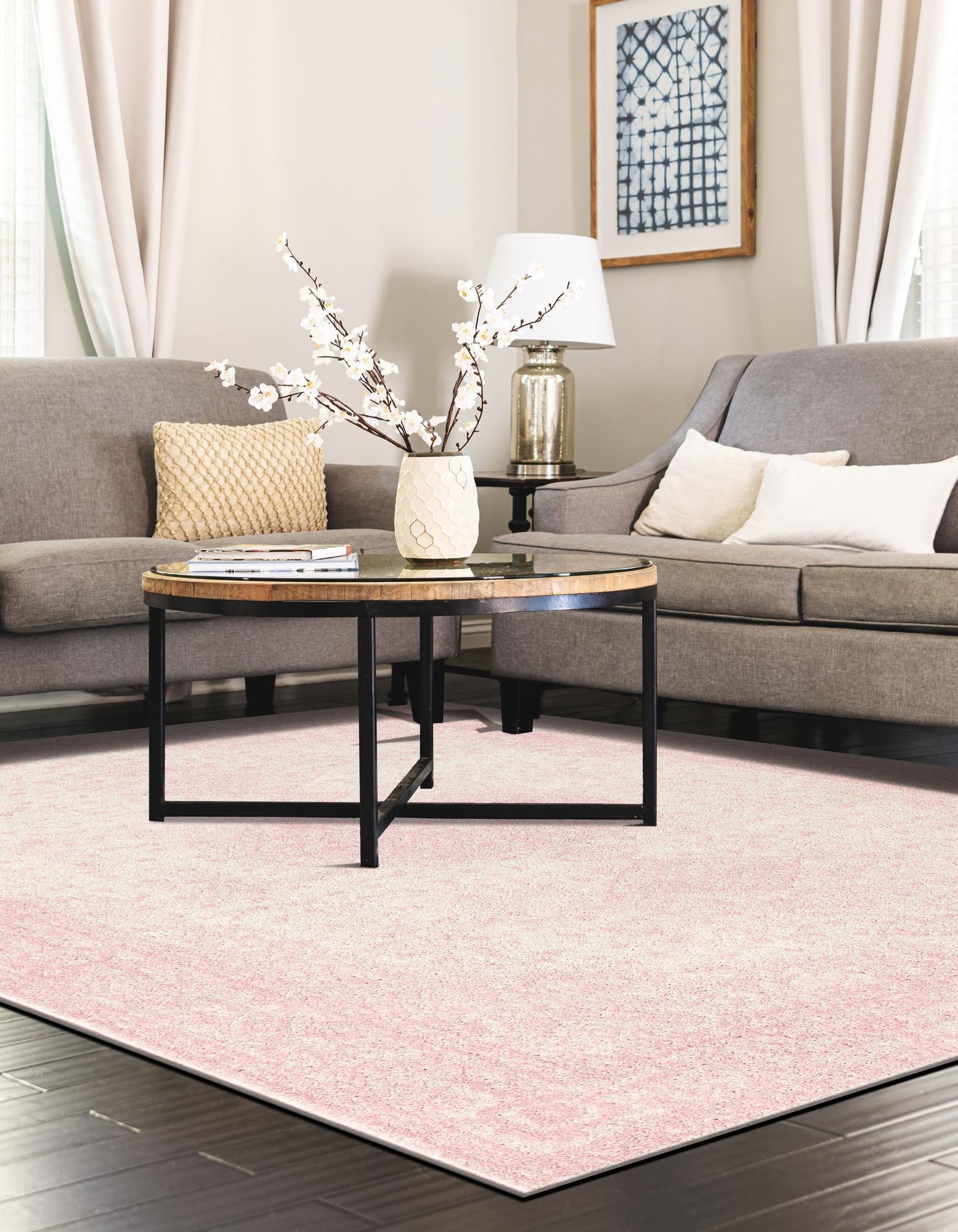 Dover Terrace Collection Area Rug - Marina (Pink)