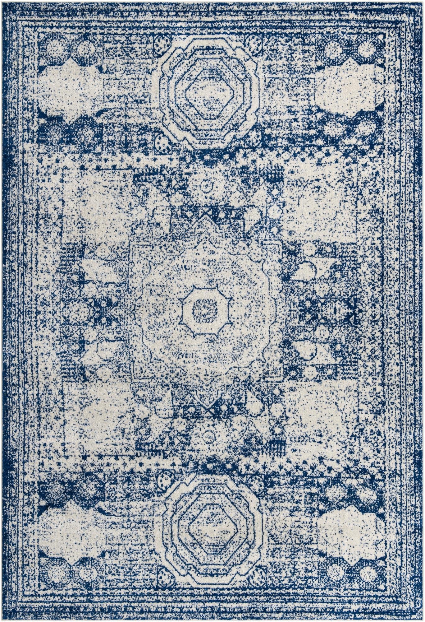 Dover Terrace Collection Area Rug -  Lagoon (Ivory and Blue)