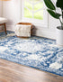 Dover Terrace Collection Area Rug -  Lagoon (Ivory and Blue)