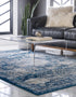 Dover Terrace Collection Area Rug -  Lagoon (Ivory and Blue)