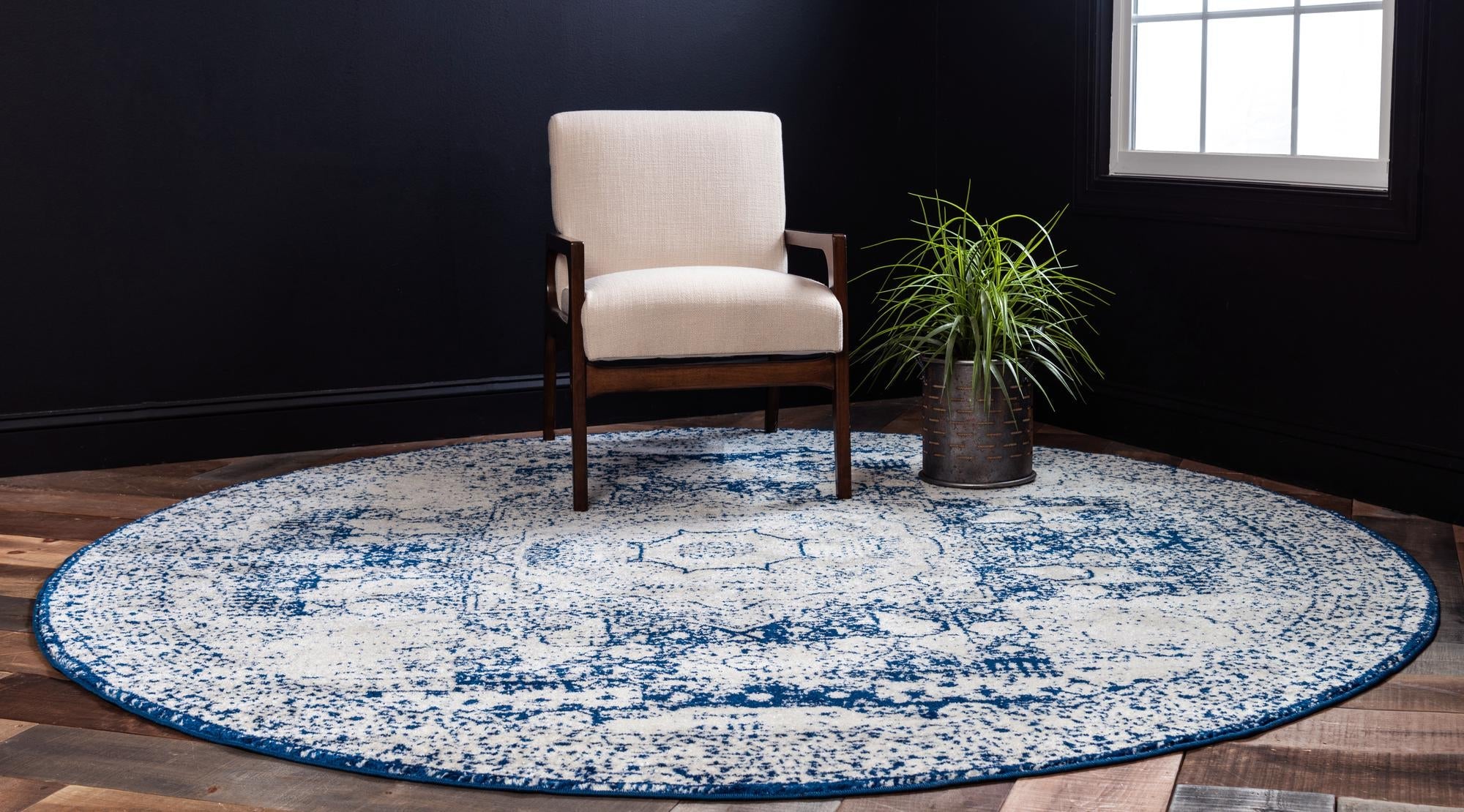 Dover Terrace Collection Area Rug -  Lagoon (Ivory and Blue)