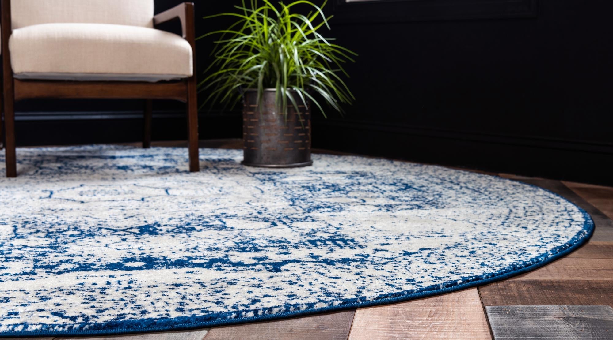 Dover Terrace Collection Area Rug -  Lagoon (Ivory and Blue)