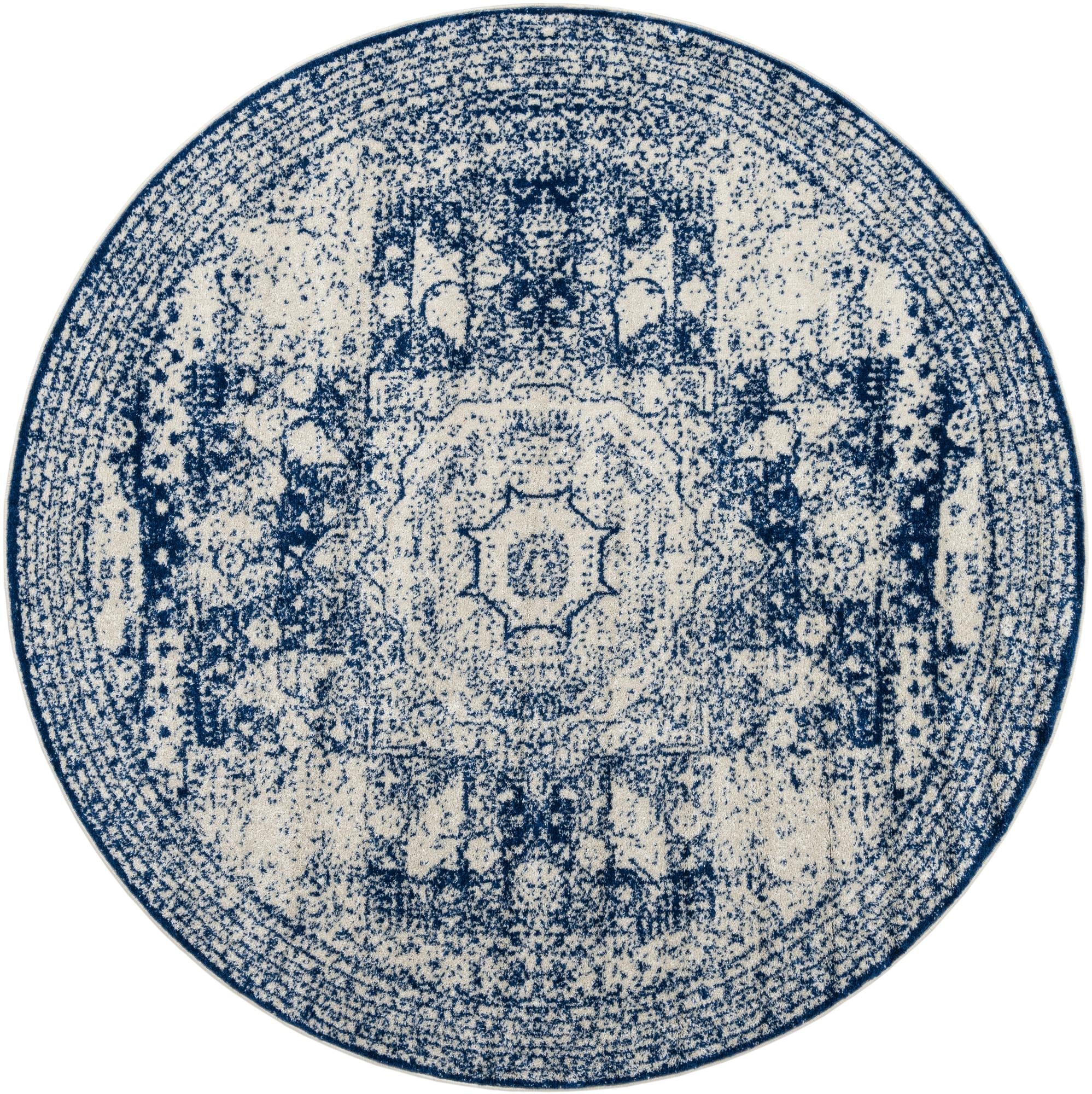 Dover Terrace Collection Area Rug -  Lagoon (Ivory and Blue)