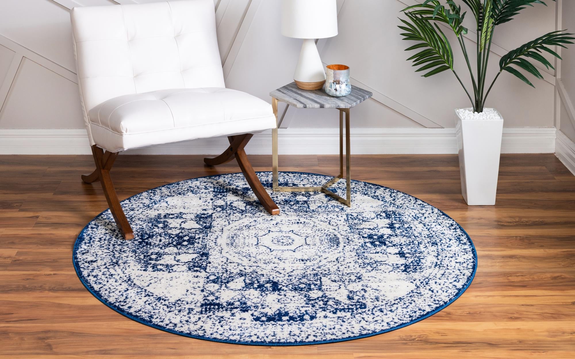 Dover Terrace Collection Area Rug -  Lagoon (Ivory and Blue)