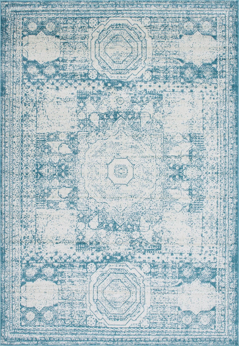 Dover Terrace Collection Area Rug -  Lagoon (Turquoise) Rectangle Turquoise Main