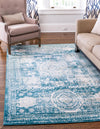 Dover Terrace Collection Area Rug -  Lagoon (Turquoise) Rectangle Turquoise  lifestyle 0