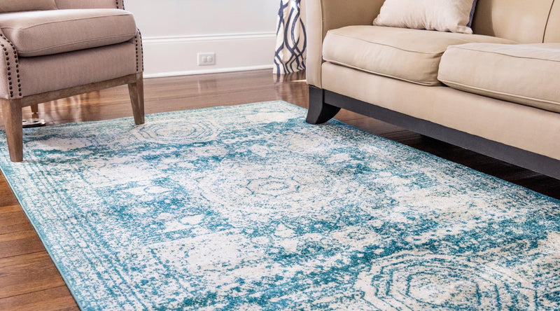 Dover Terrace Collection Area Rug -  Lagoon (Turquoise) Rectangle Turquoise  lifestyle 1