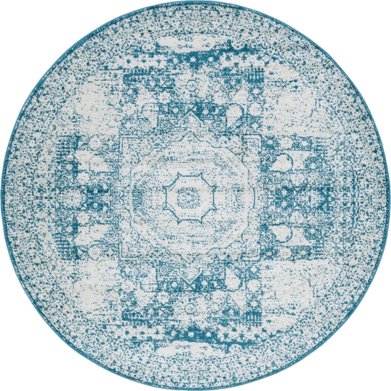 Dover Terrace Collection Area Rug -  Lagoon (Turquoise) Round Turquoise Main