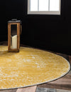 Dover Terrace Collection Area Rug -  Lagoon (Yellow) Round Yellow  lifestyle 3