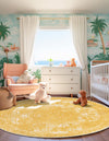 Dover Terrace Collection Area Rug -  Lagoon (Yellow) Round Yellow  lifestyle 32