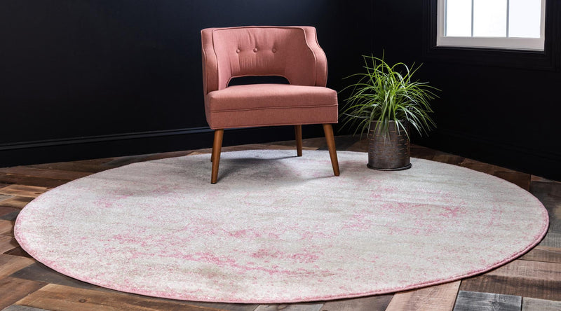 Dover Terrace Collection Area Rug -  Lagoon (Pink) Round Pink  lifestyle 2