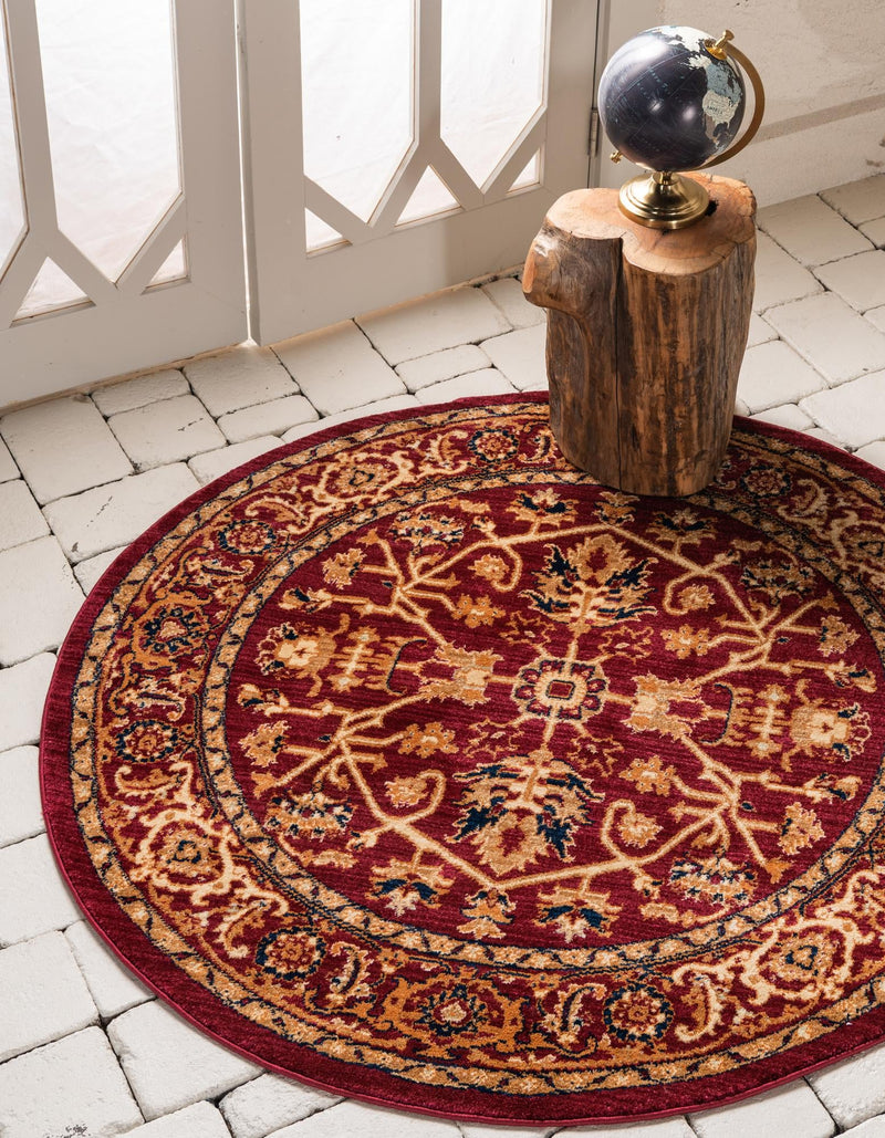 Coastal Haven Collection Area Rug - Seabreeze Round Burgundy  lifestyle 35