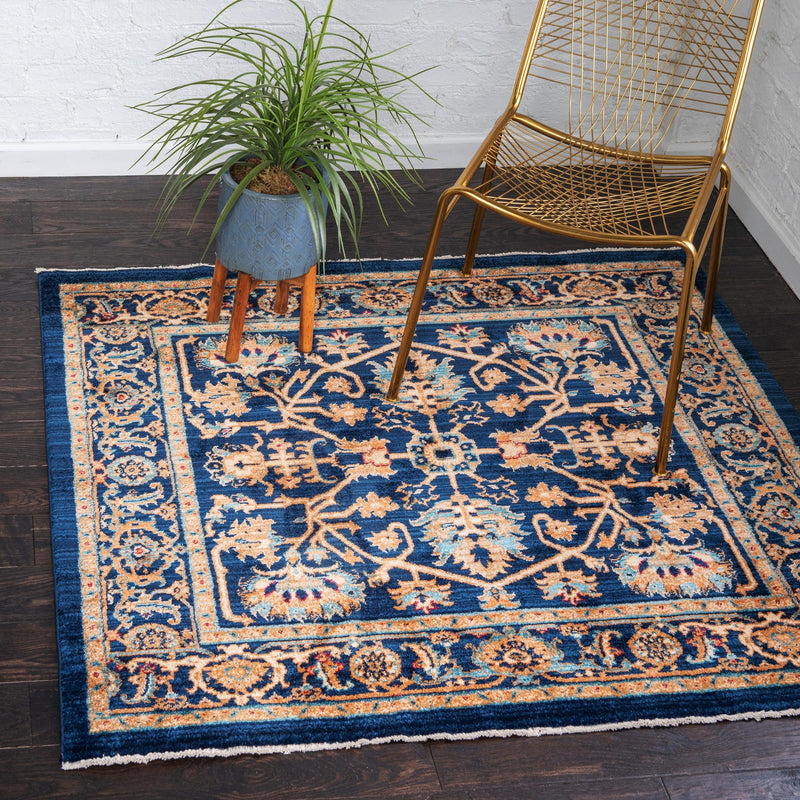 Coastal Haven Collection Area Rug - Seabreeze Square Navy Blue  lifestyle 36