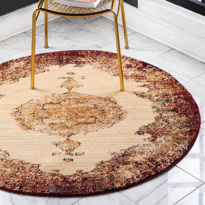 Coastal Haven Collection Area Rug -  Dunescape Round Red  lifestyle 38