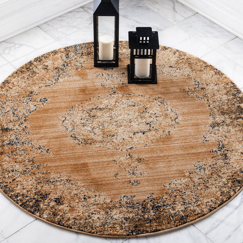 Coastal Haven Collection Area Rug -  Dunescape Round Light Brown  lifestyle 36