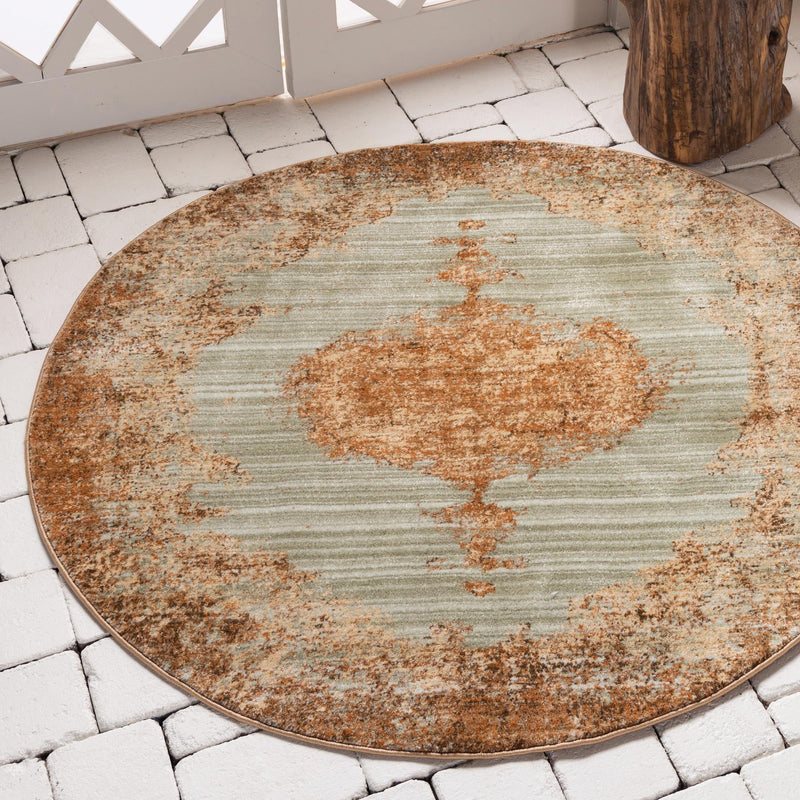 Coastal Haven Collection Area Rug -  Dunescape Round Light Green  lifestyle 60