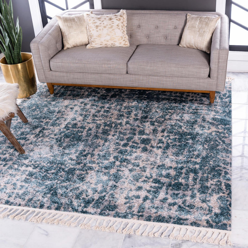 Himalaya Heights Collection Area Rug -  Manaslu Square Blue  lifestyle 26