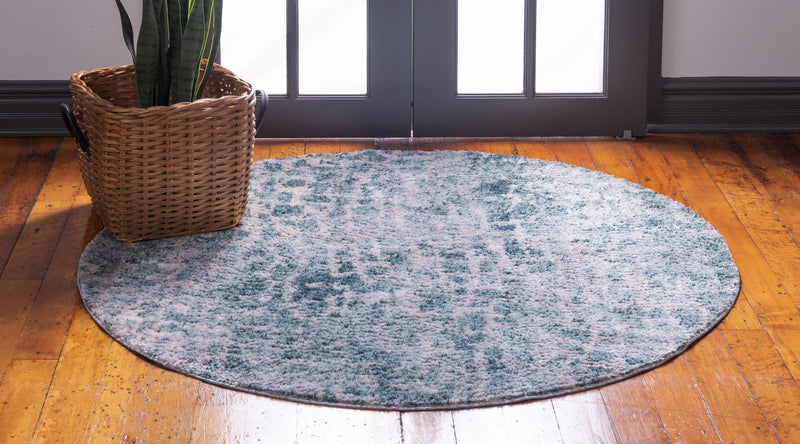 Himalaya Heights Collection Area Rug -  Manaslu Round Blue  lifestyle 37