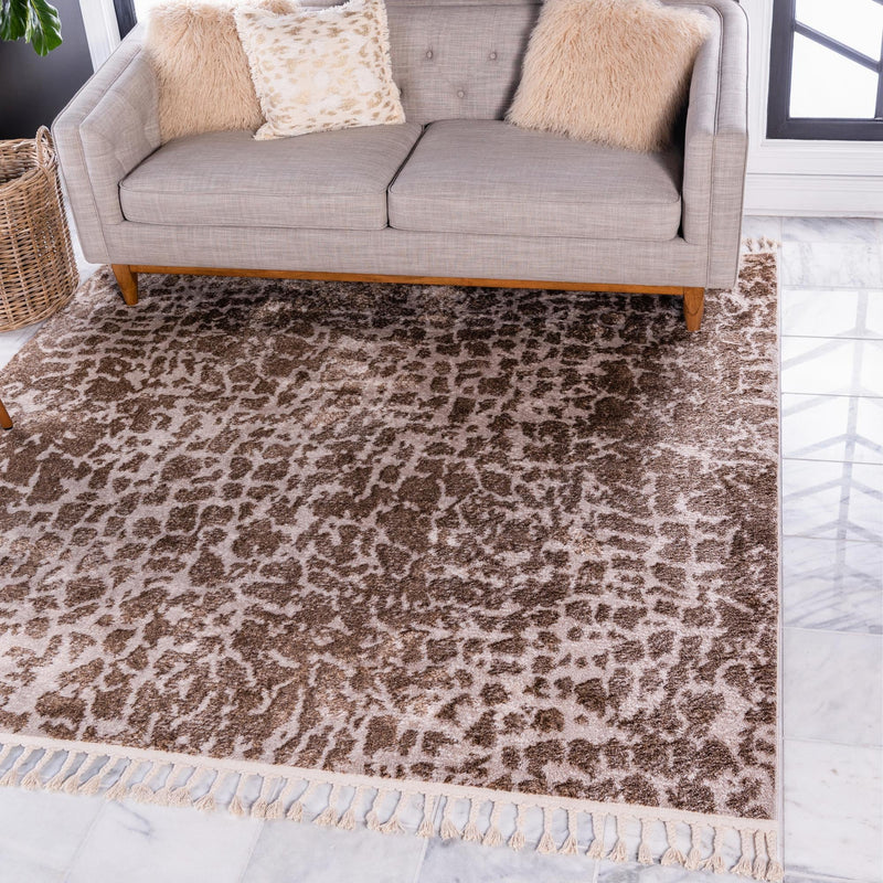 Himalaya Heights Collection Area Rug -  Manaslu Square Brown  lifestyle 41